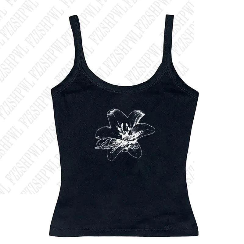 JazzHer Classic Aesthetic Printing Woman's Clothing Advanced Maiden Halter tops Fashion Casual Singlet Slim Vintage Casual Cute Camisole