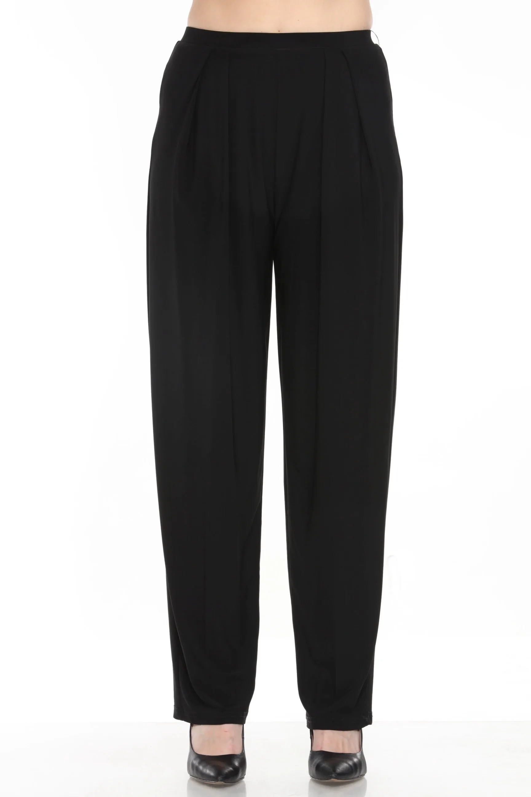 Joseph Ribkoff Black Pleated Pull On Tapered Pants 243219