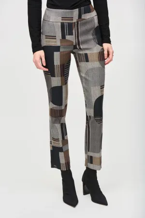 Joseph Ribkoff Black/Multi Plaid Geometric Straight Ankle Pants 243299