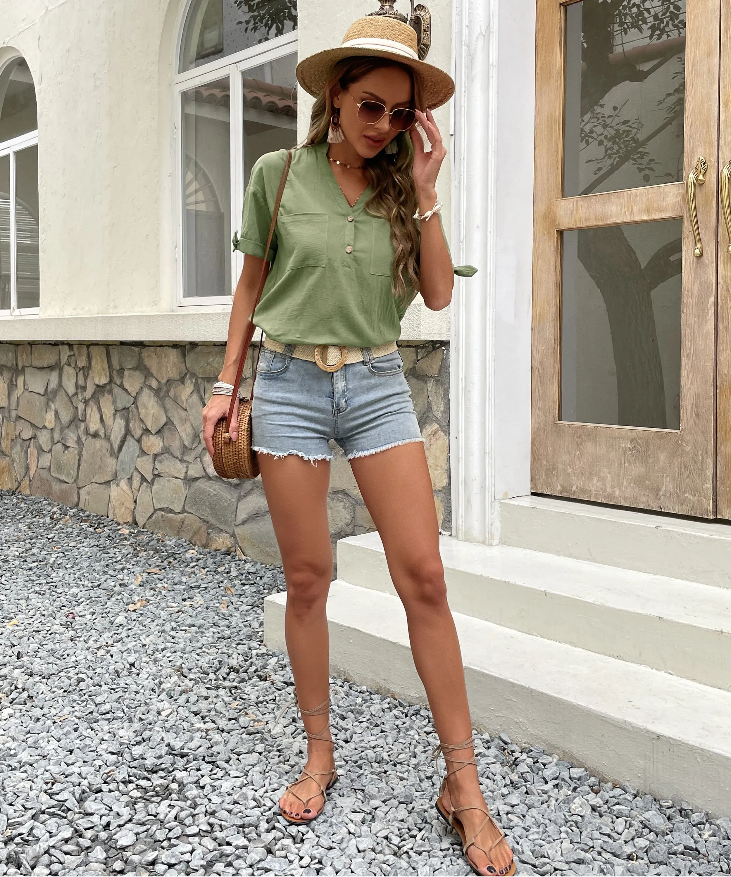 Kaina Shirt Top - Sage