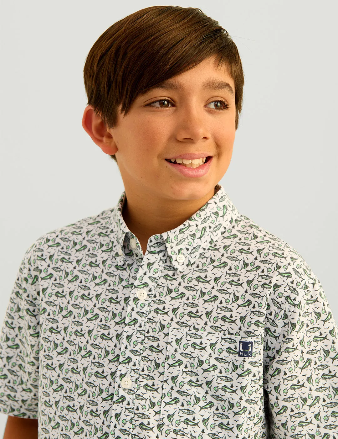 Kids Kona Printed Short Sleeve Button-Down