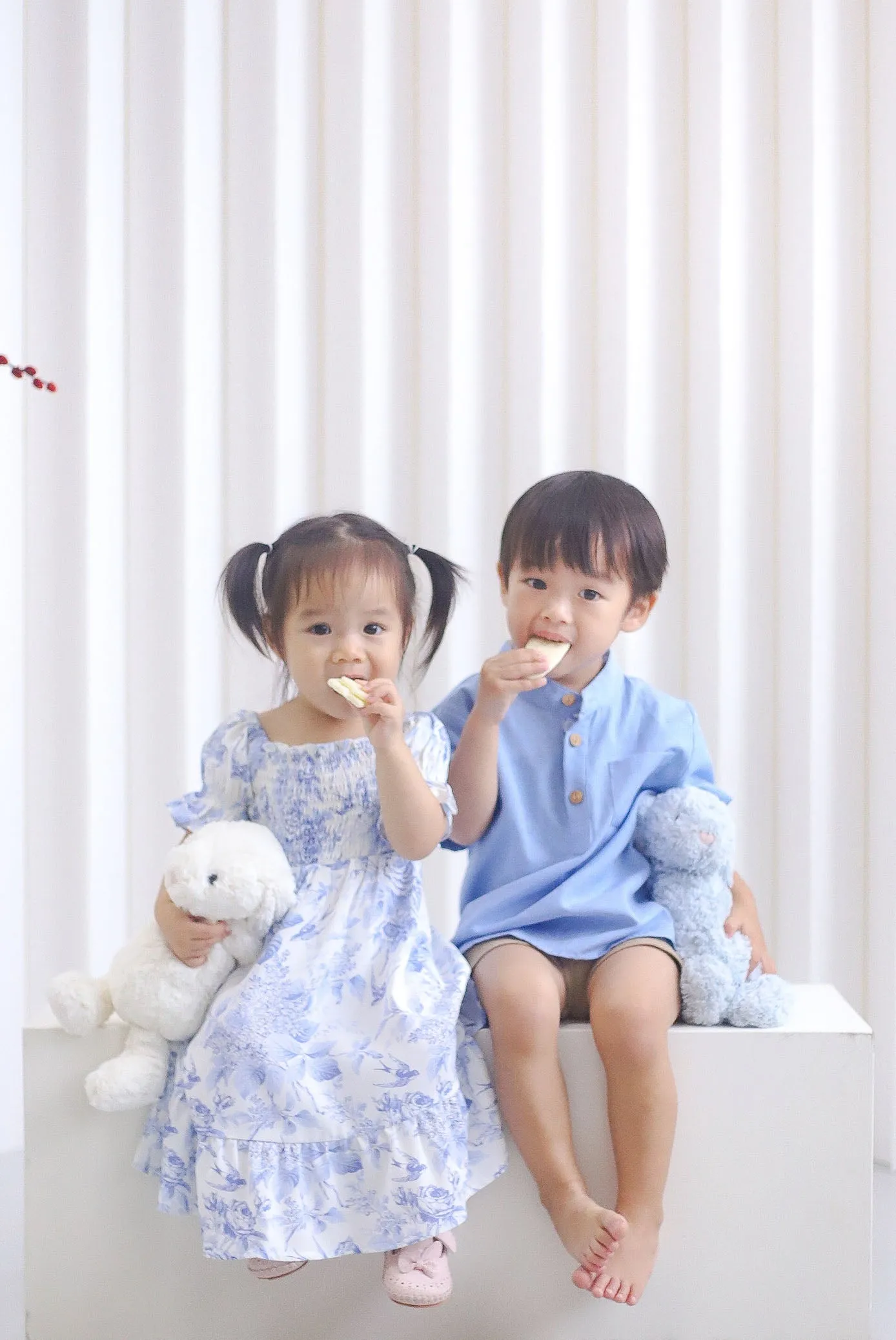 *Kids* TDC Pierce Boy Mandarin Collar Shirt In Blue Porcelain