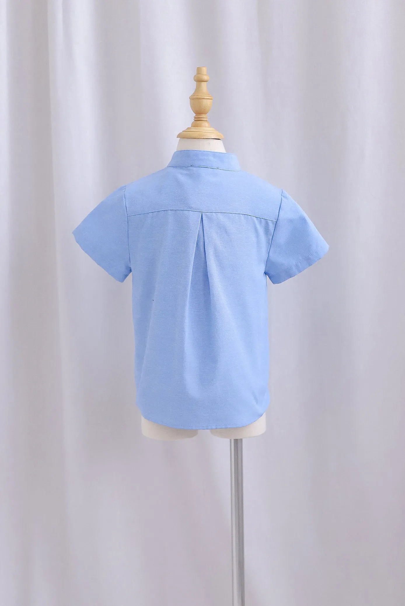 *Kids* TDC Pierce Boy Mandarin Collar Shirt In Blue Porcelain
