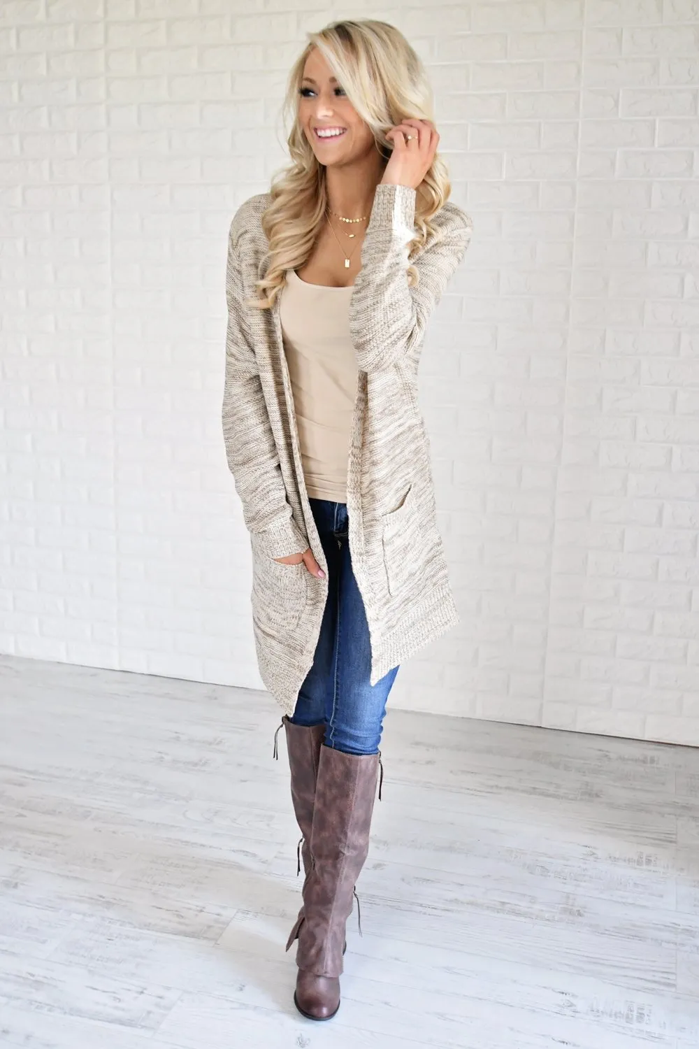 Knit Cardigan ~ Cream & Mocha