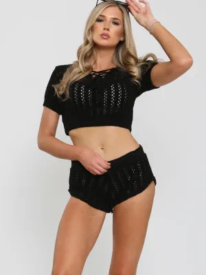 Knitted Drawstring Crop Top