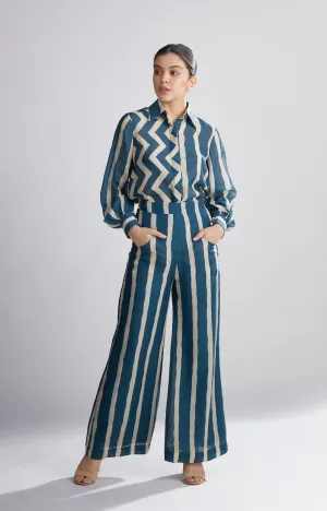Koai   I   Teal And Cream Stripe Pants