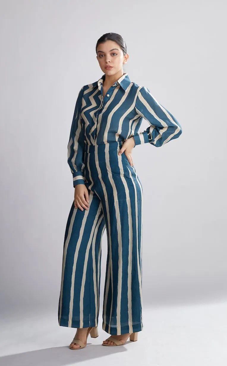 Koai   I   Teal And Cream Stripe Pants