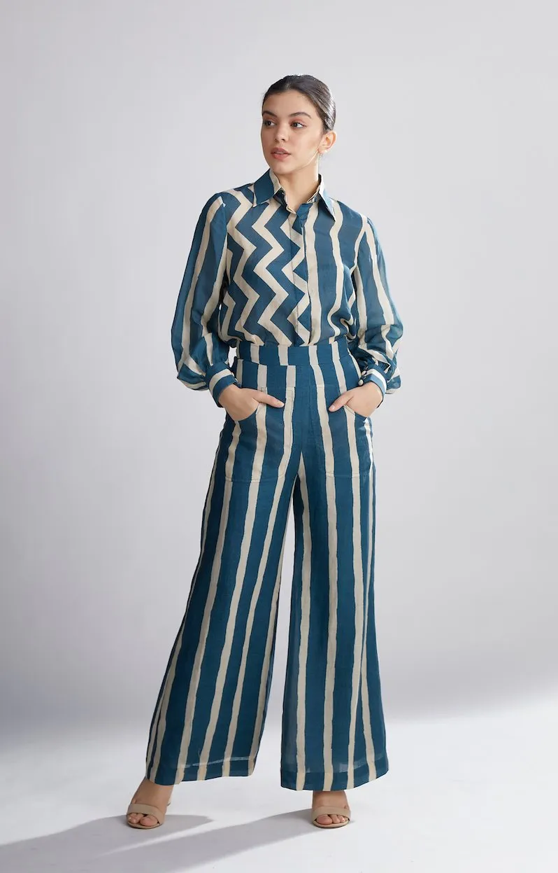 Koai   I   Teal And Cream Stripe Pants