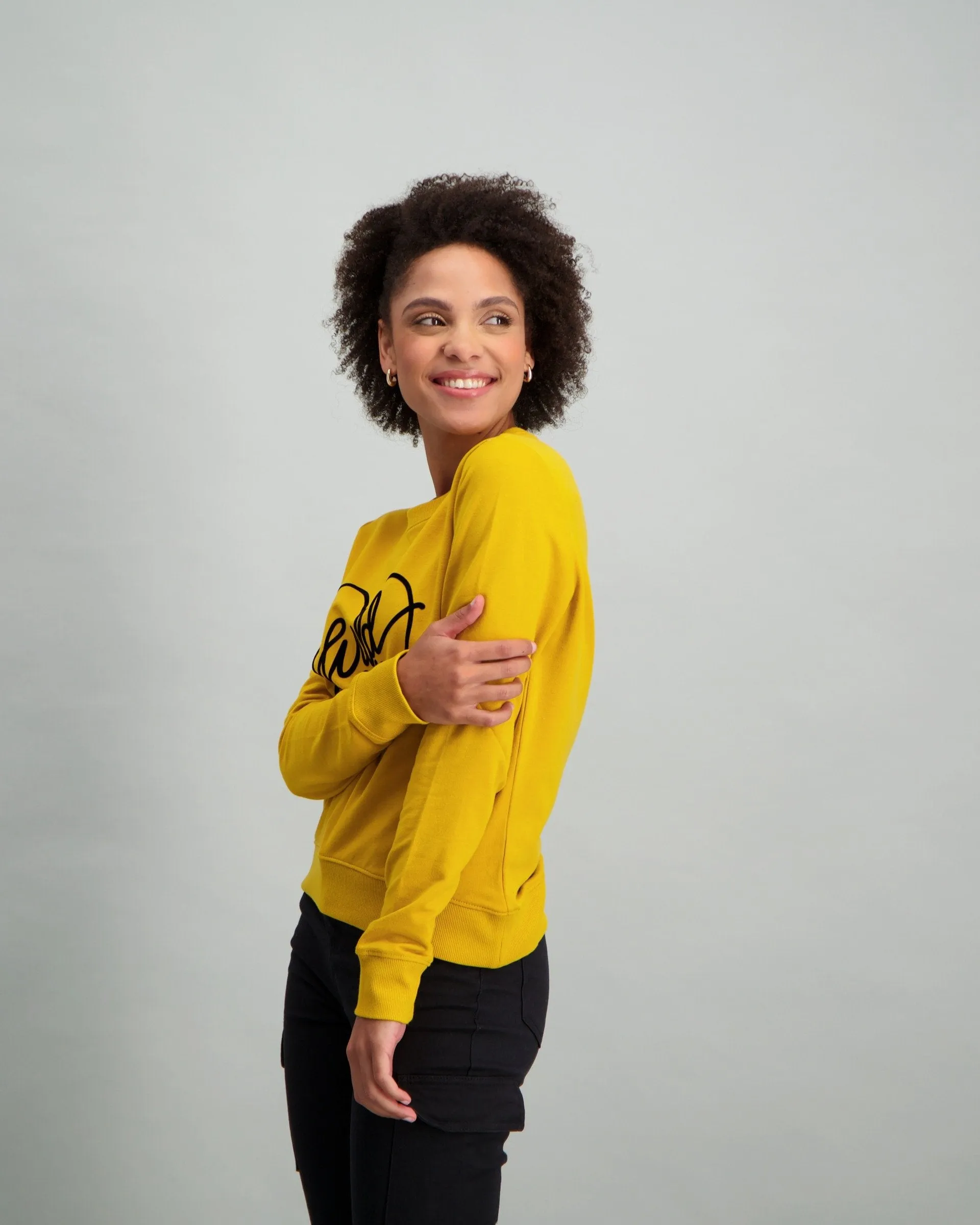 Ladies Wild at Heart Slogan Top - Mustard