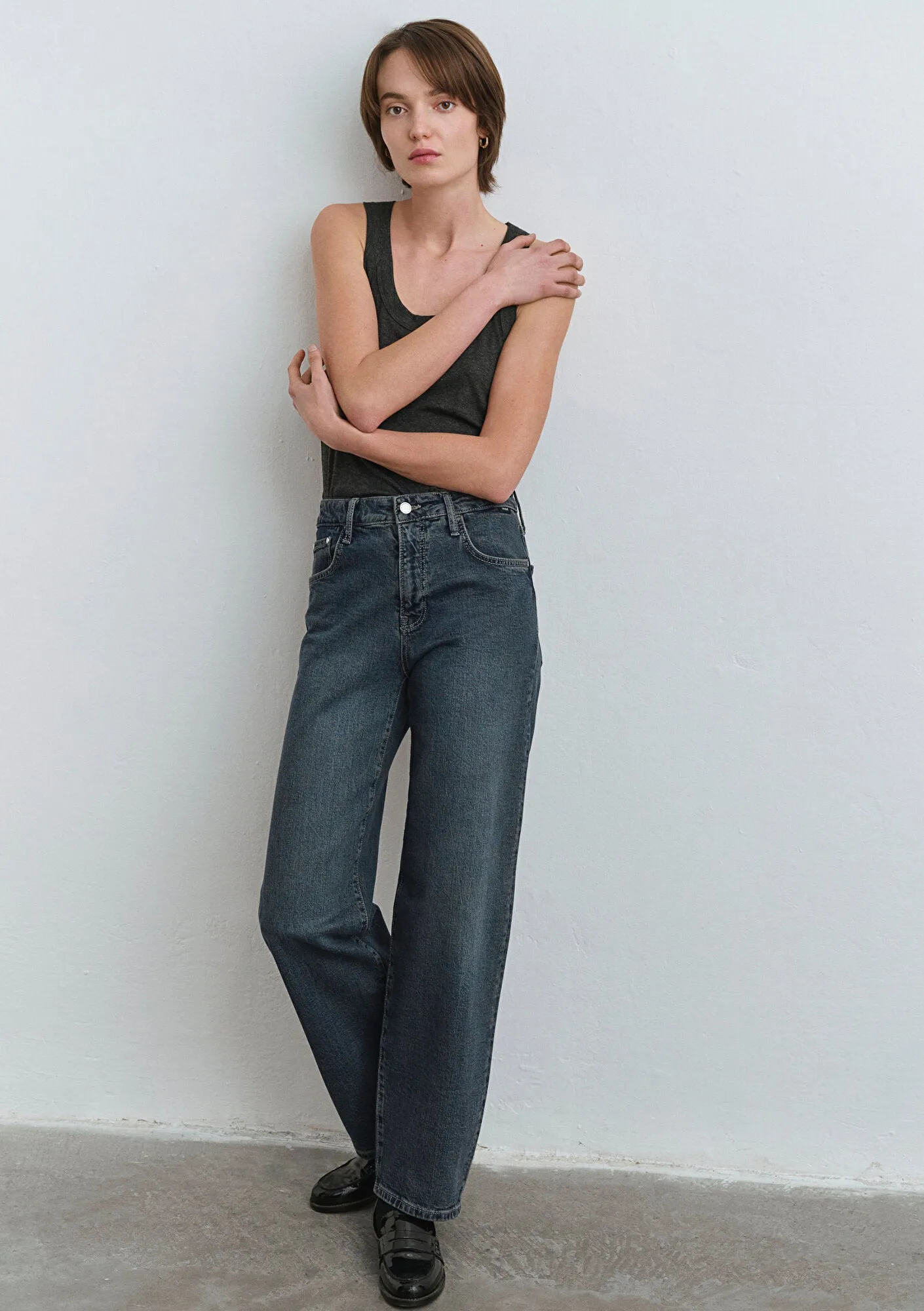 Leila Dark Shaded Mavi Premium Jean Pants