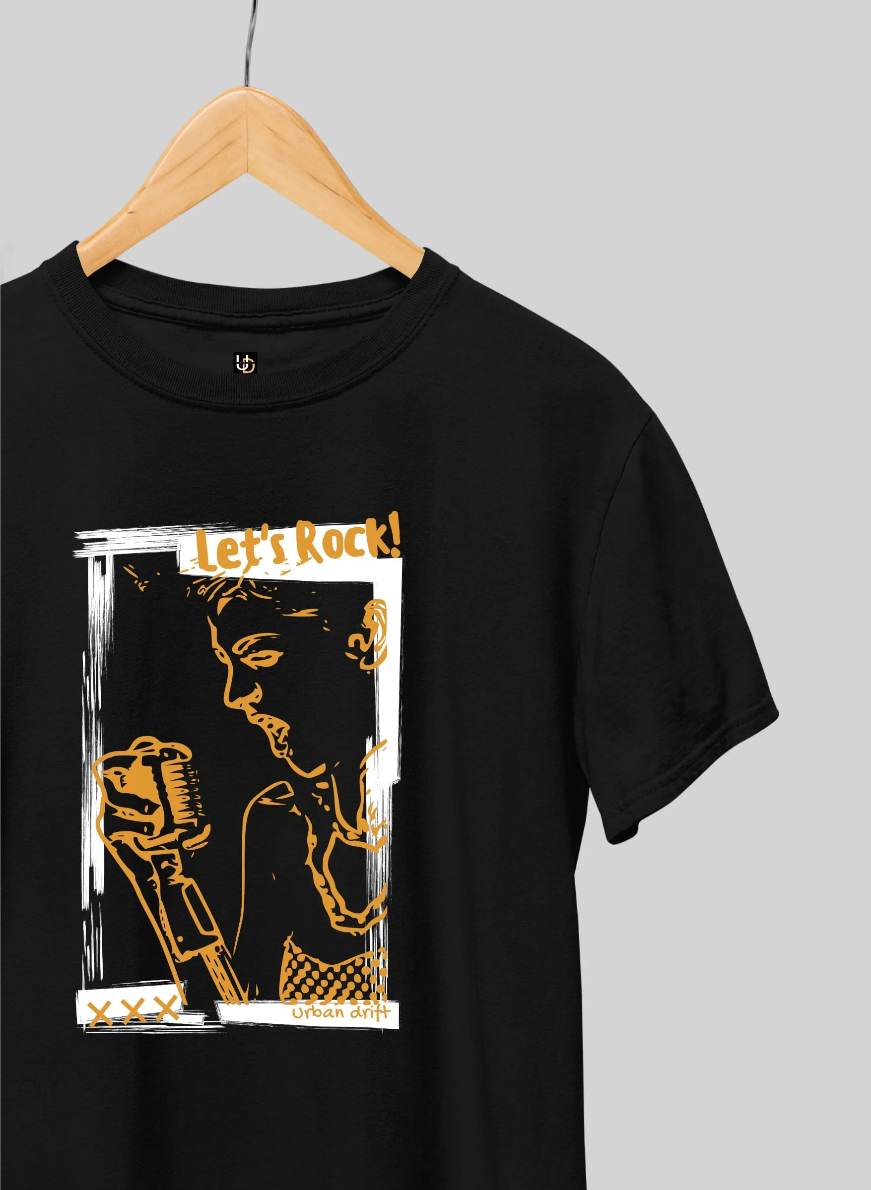 Let’s Rock Black Half Sleeve T-Shirt