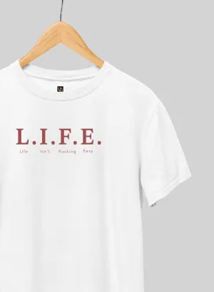 LIFE White Half Sleeve T-Shirt
