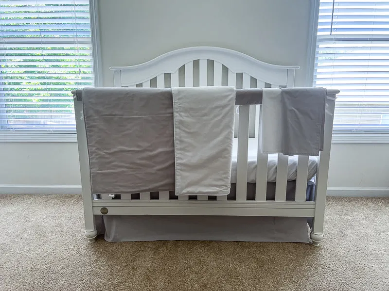 Light Gray and White Baby Crib Bedding Set All in One
