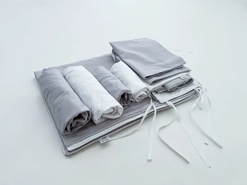 Light Gray and White Baby Crib Bedding Set All in One