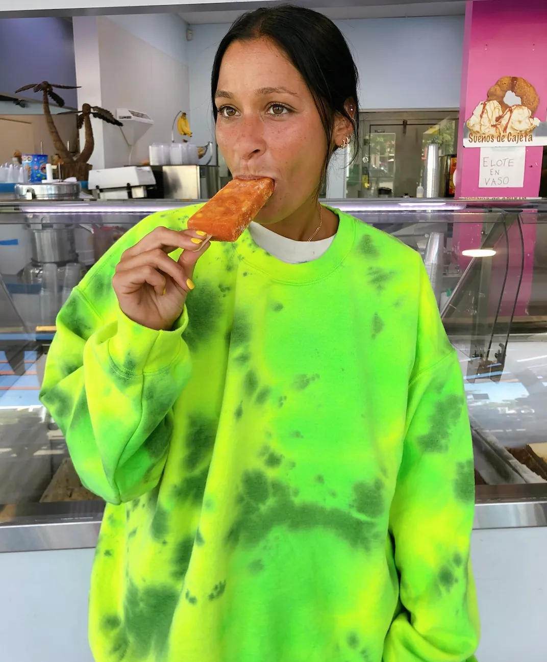Lime Green Tie Dye Crewneck