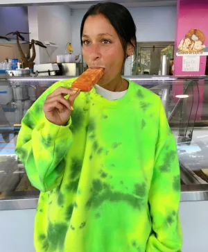 Lime Green Tie Dye Crewneck