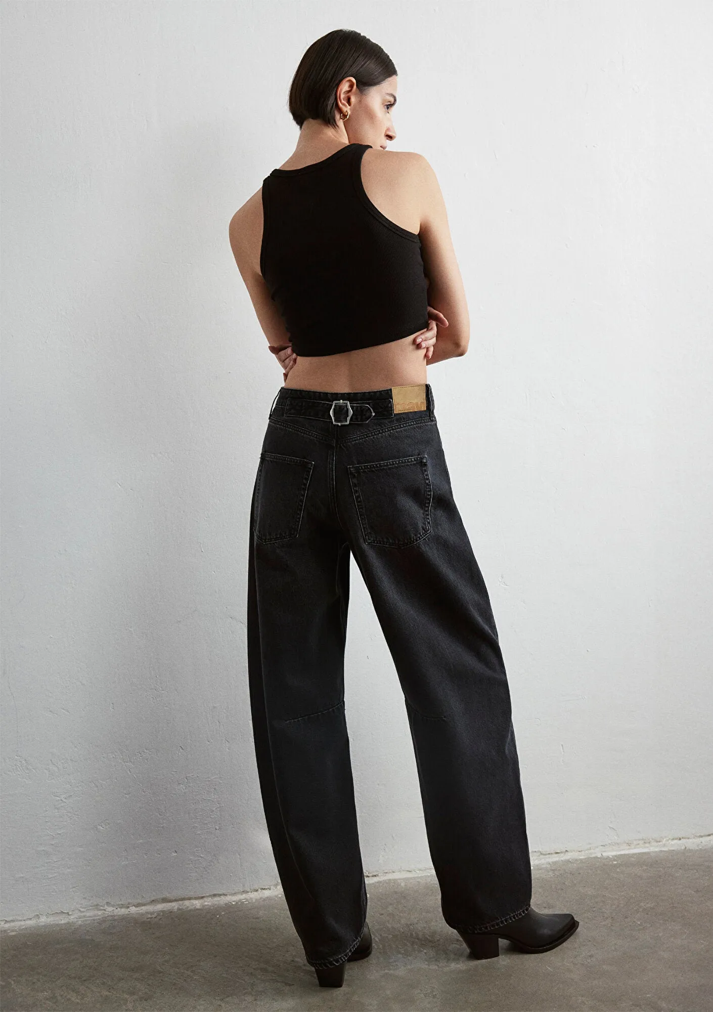 Lisa Buckled Smoke Denim Jean Pants