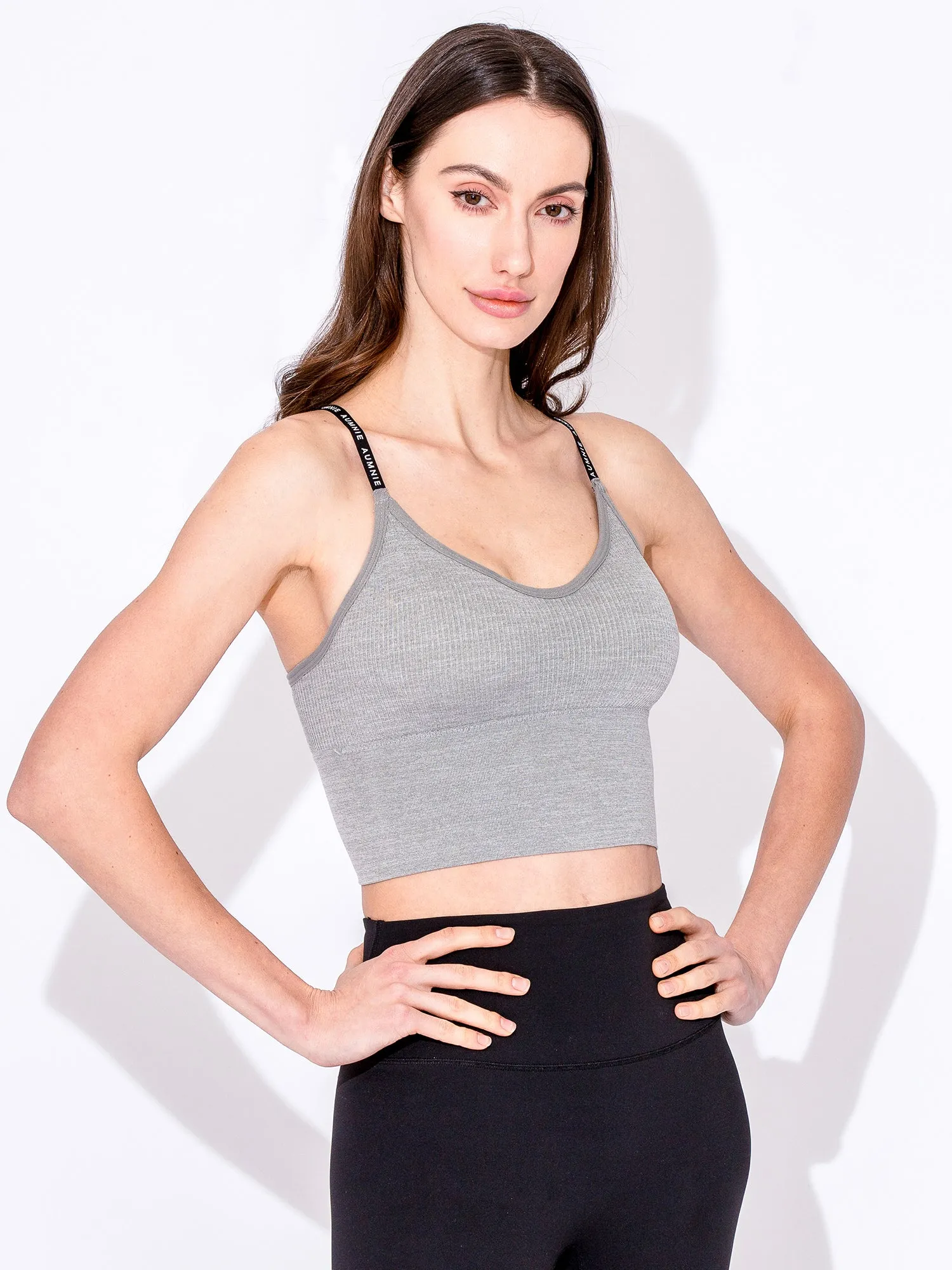 LOGO RIBBED TANK, LIGHT GREY
