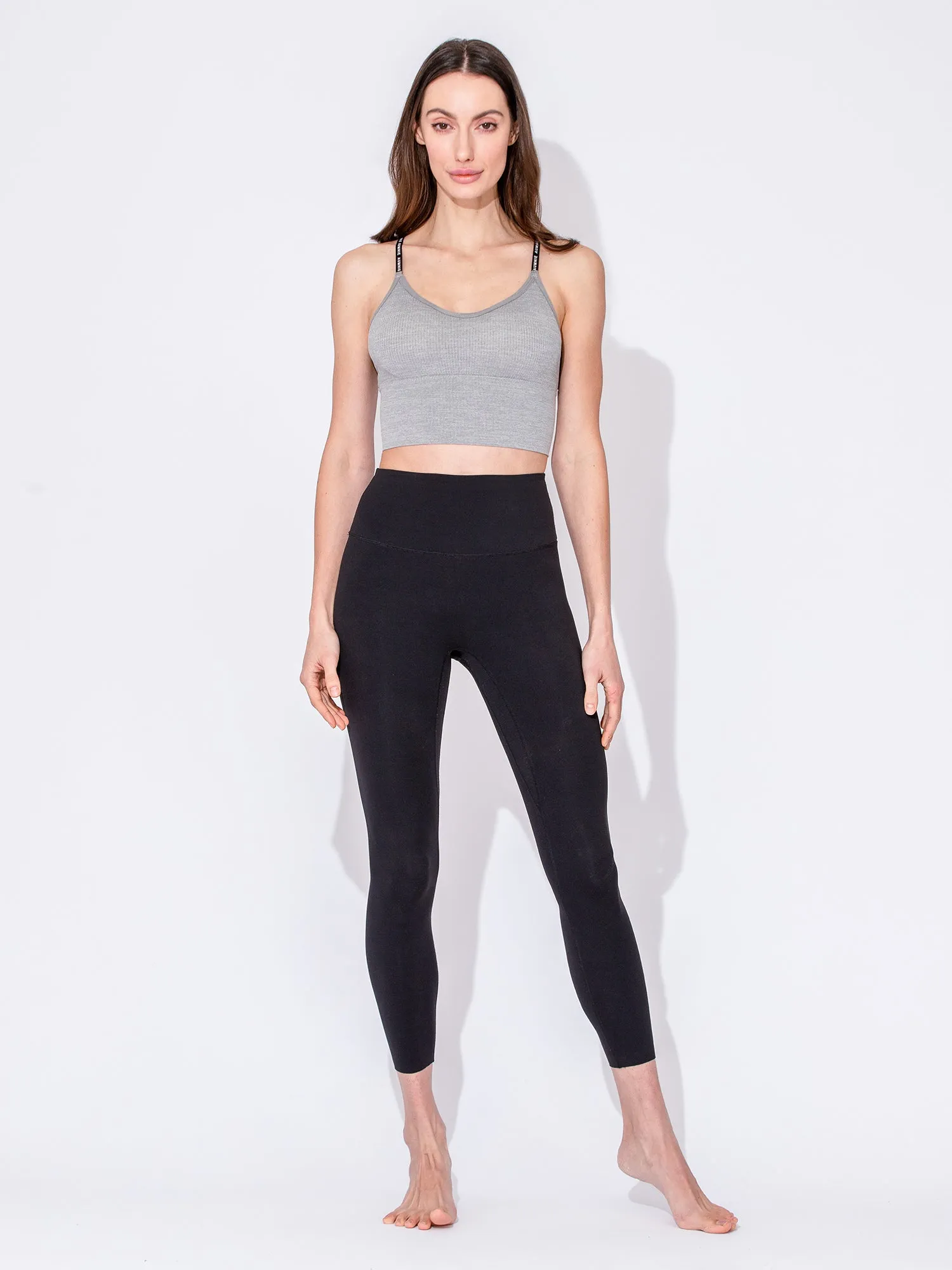 LOGO RIBBED TANK, LIGHT GREY