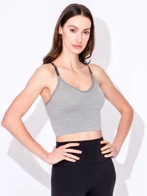 LOGO RIBBED TANK, LIGHT GREY
