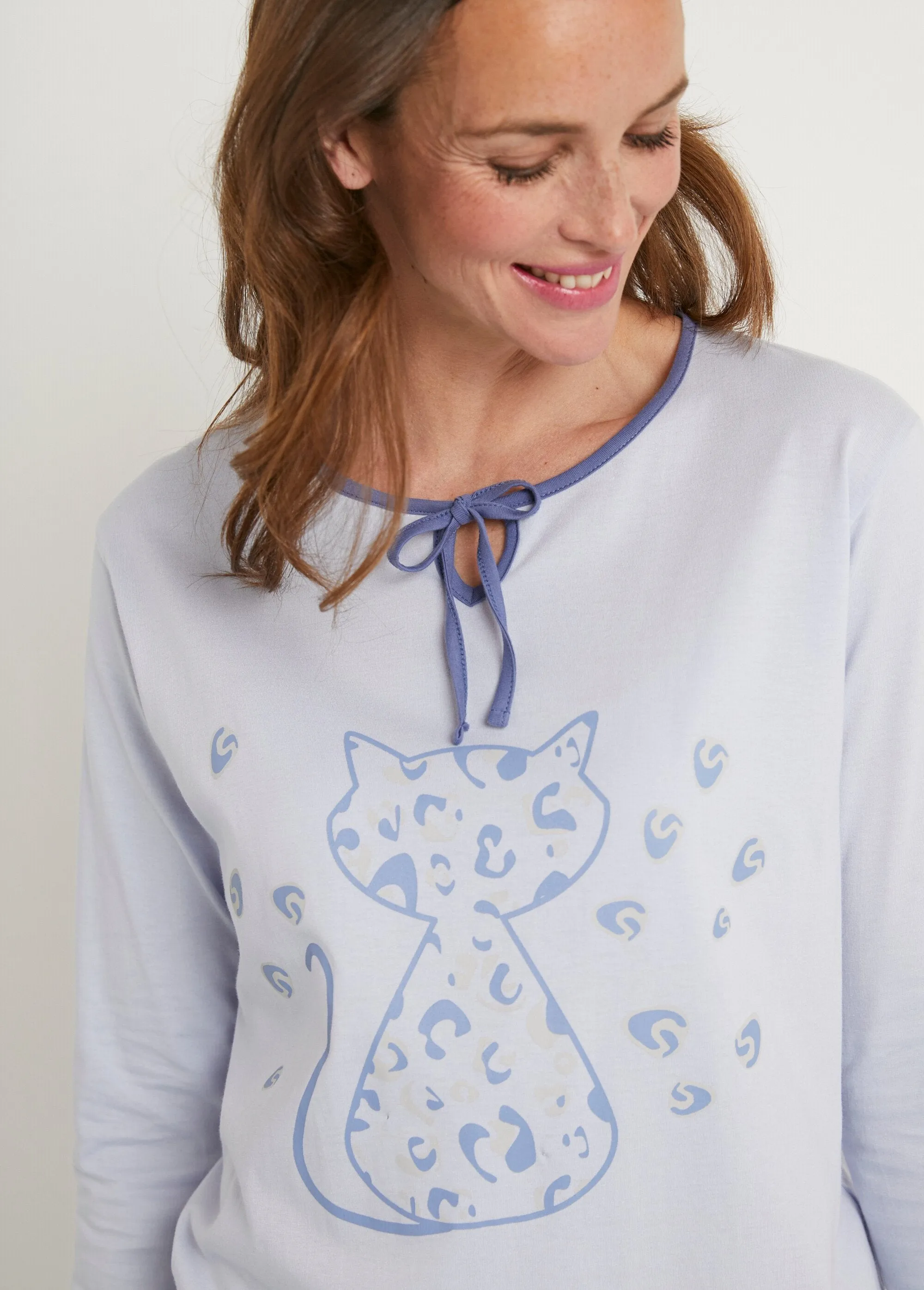 Long-sleeved cotton nightdress - set of 2