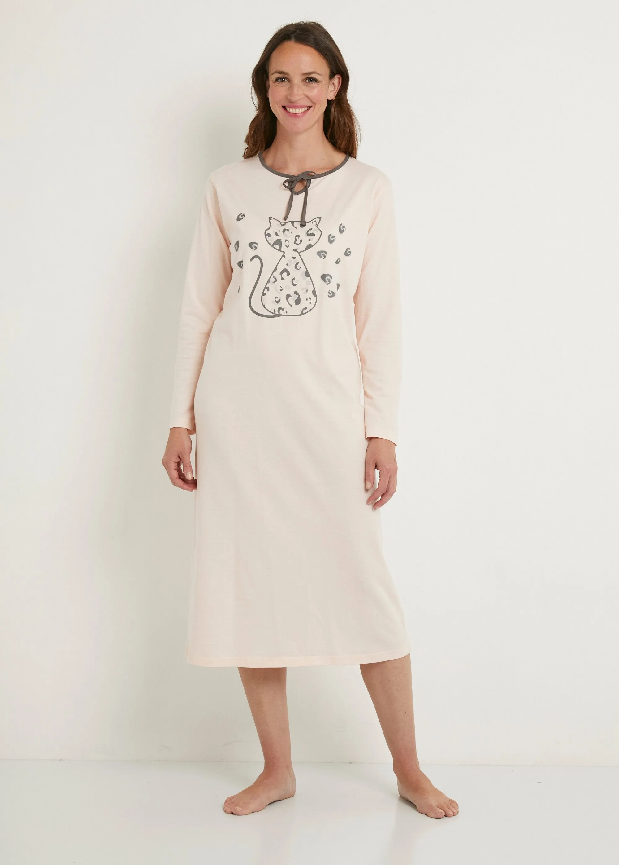 Long-sleeved cotton nightdress - set of 2