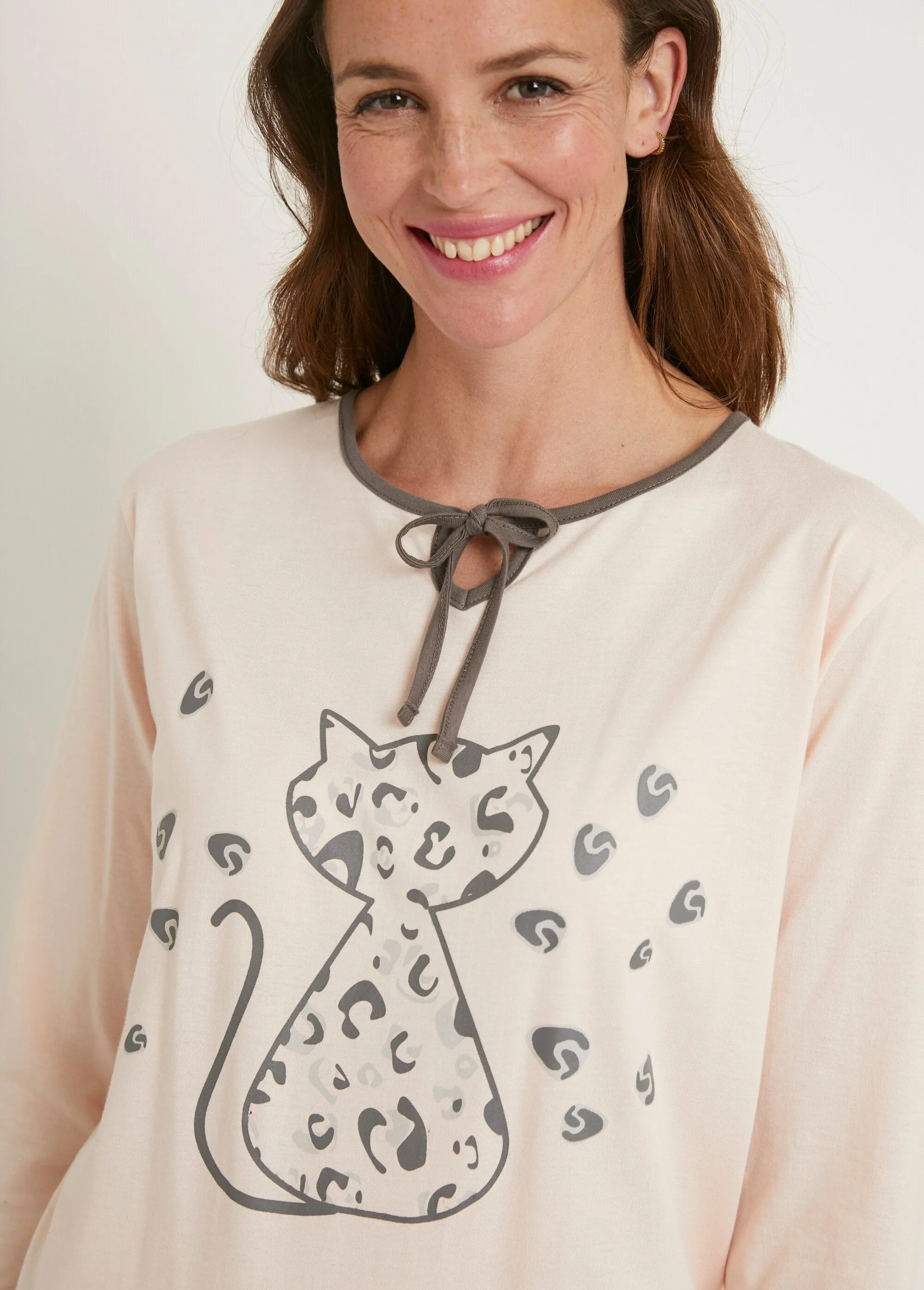 Long-sleeved cotton nightdress - set of 2
