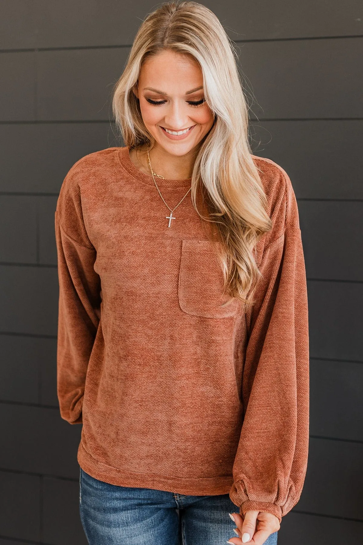Long Time Coming Knit Top- Rust