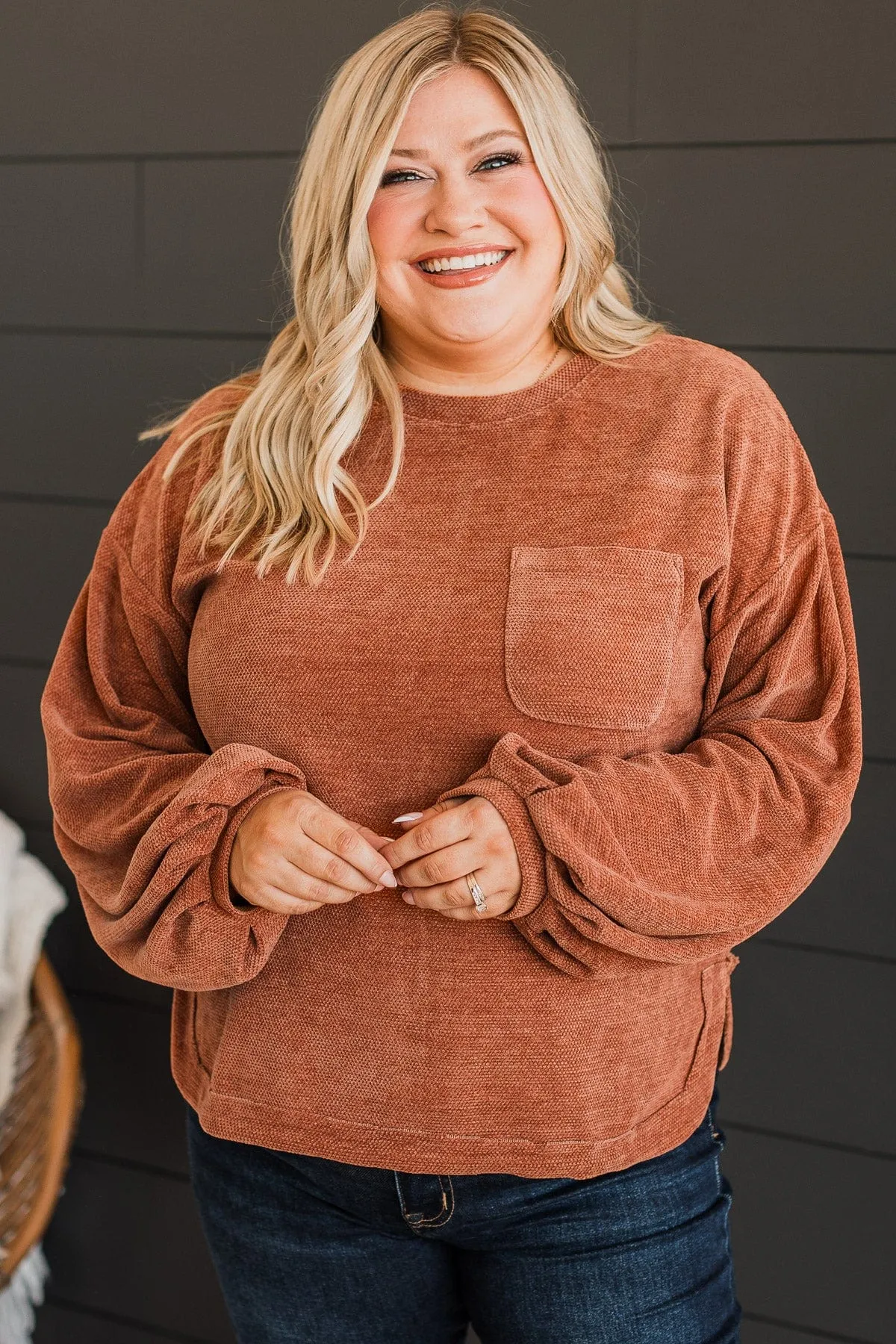 Long Time Coming Knit Top- Rust