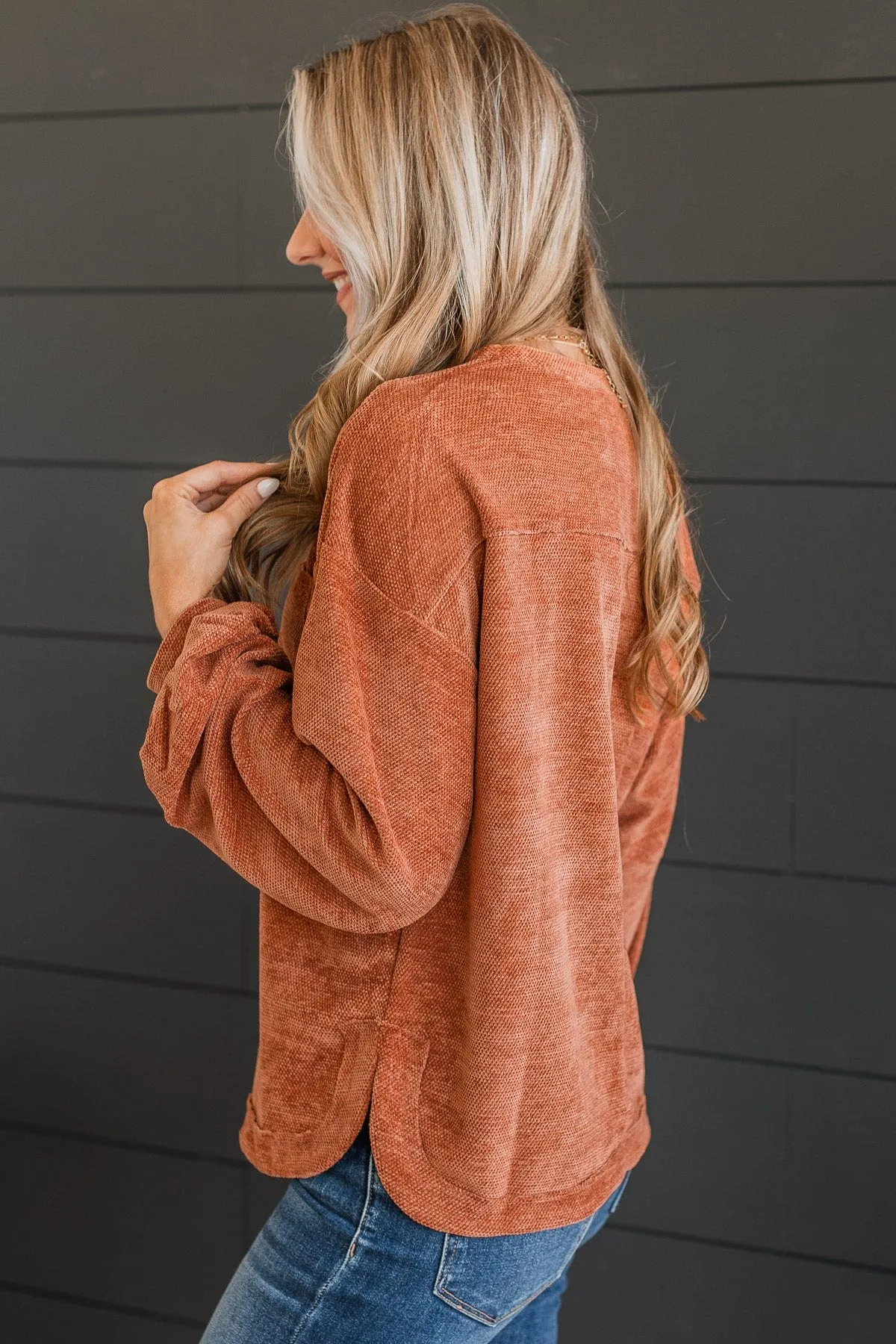 Long Time Coming Knit Top- Rust