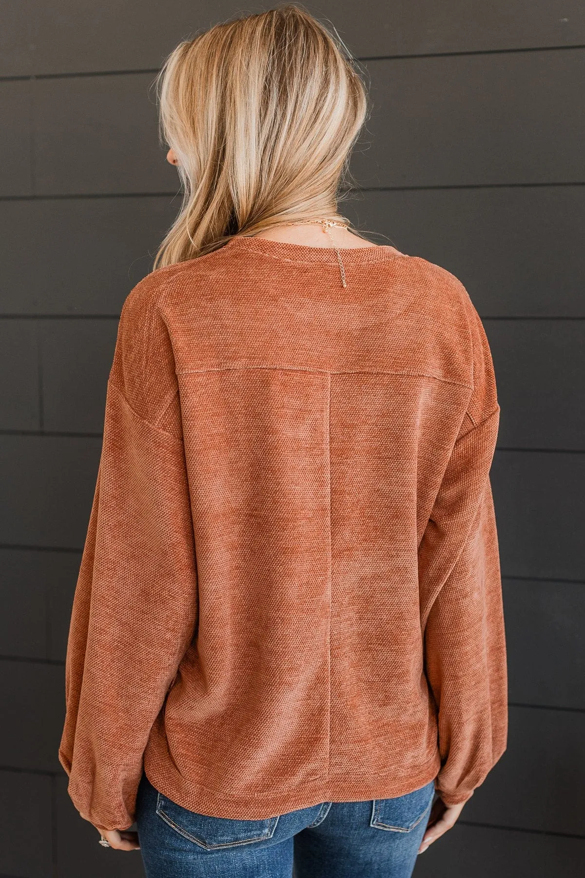 Long Time Coming Knit Top- Rust