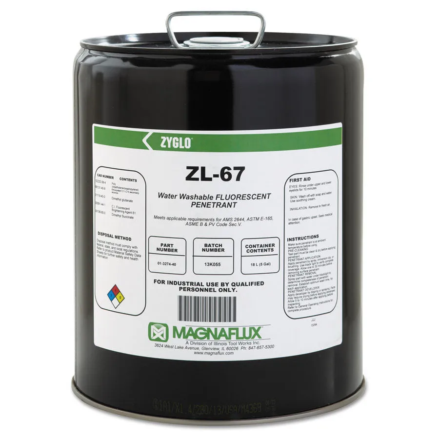 Magnaflux Zyglo ZL-67 Water Washable Fluorescent Penetrant