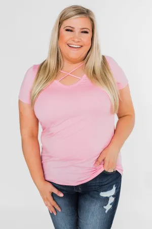 Meet Me Here Short Sleeve Top- Pink