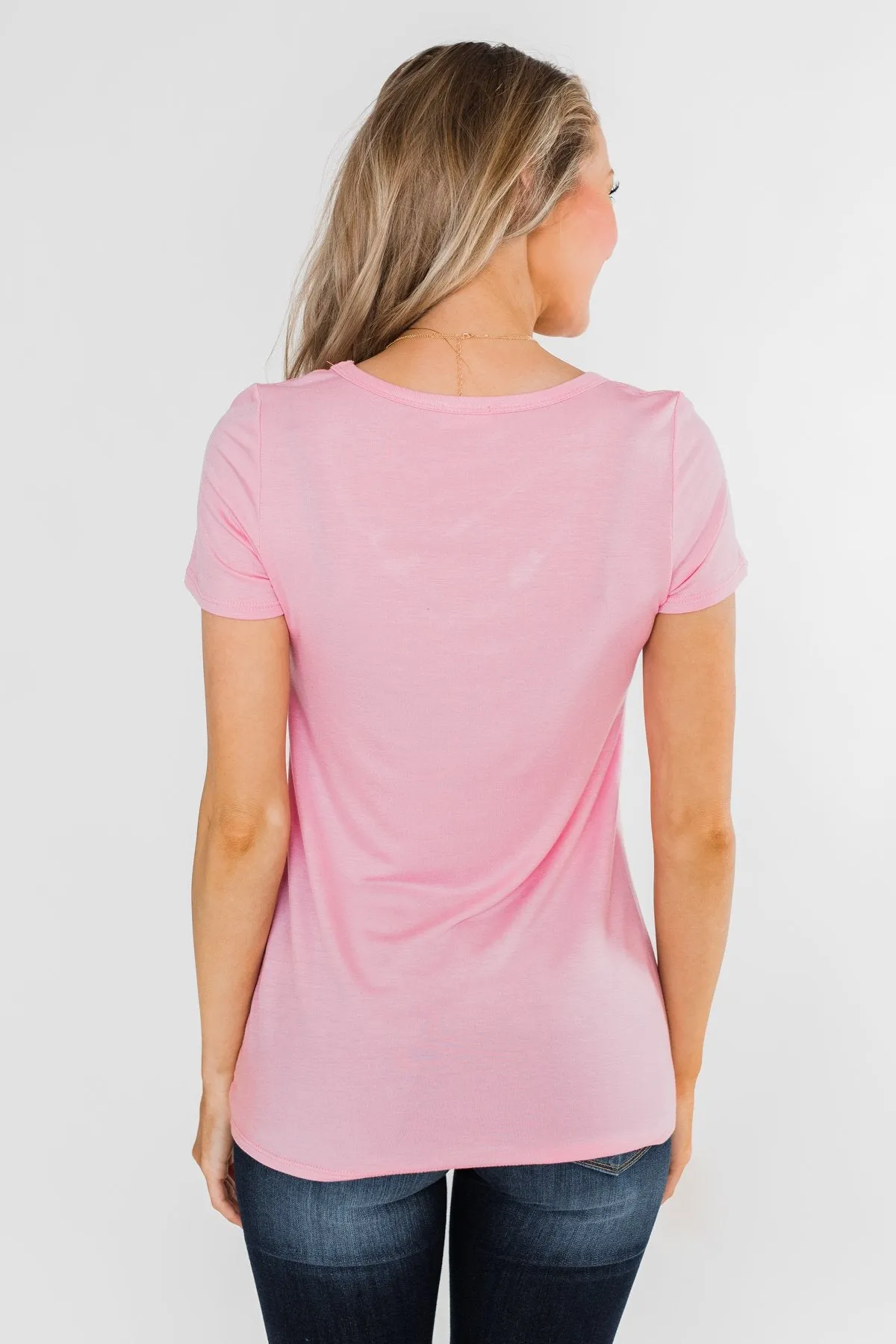 Meet Me Here Short Sleeve Top- Pink