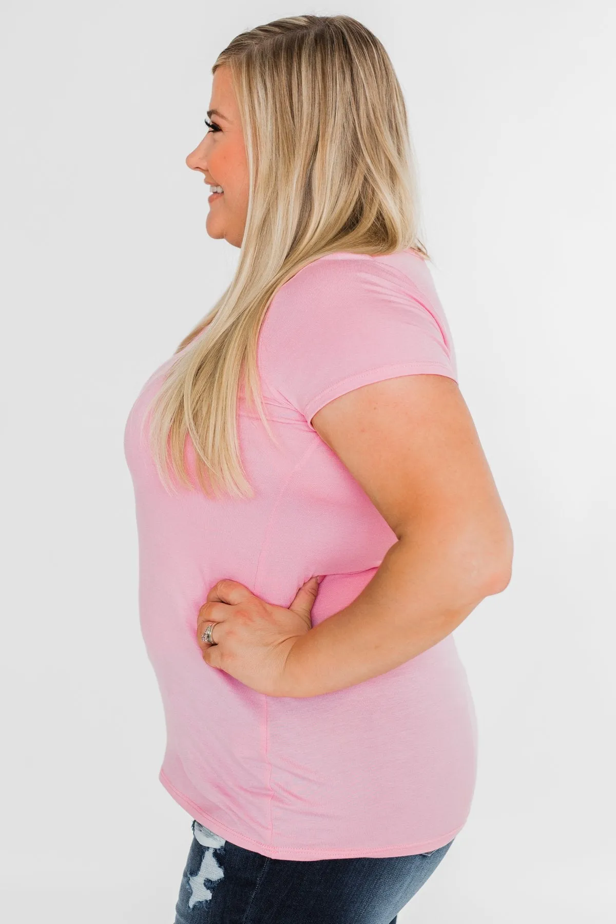 Meet Me Here Short Sleeve Top- Pink