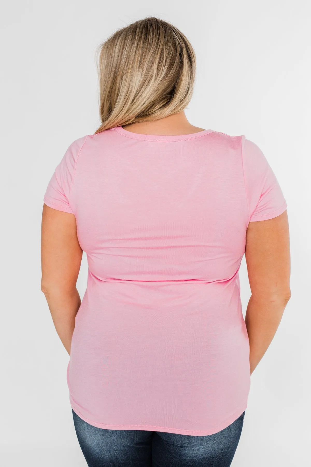 Meet Me Here Short Sleeve Top- Pink