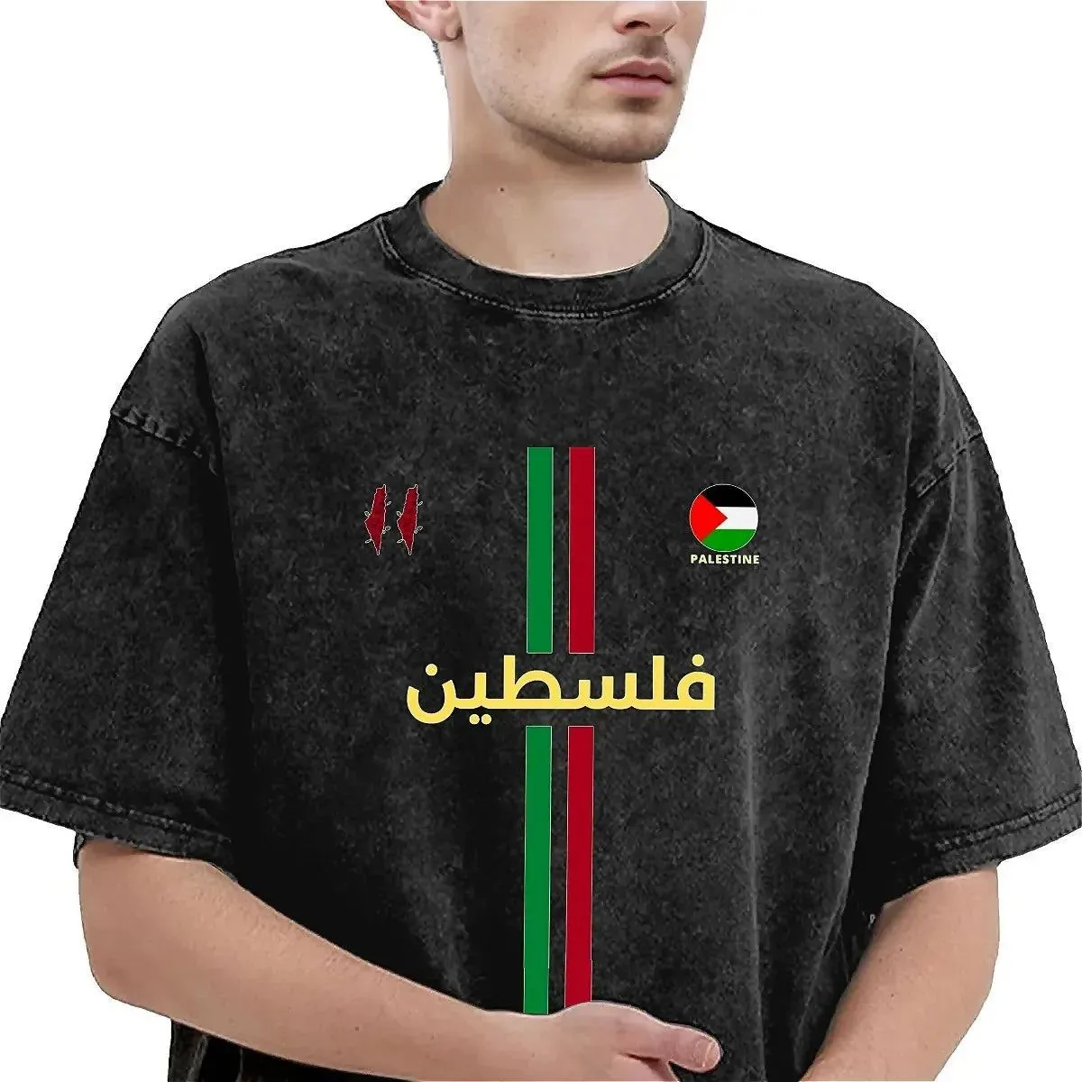 Men Women's T Shirt Palestines Flag Washed T-Shirts Popular Palestinians Map Summer Tees Streetwear Pattern Clothes Plus Size