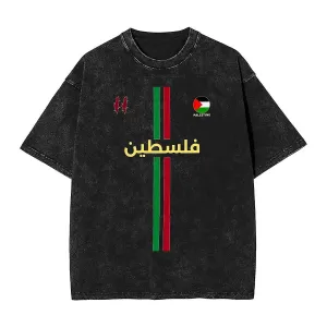 Men Women's T Shirt Palestines Flag Washed T-Shirts Popular Palestinians Map Summer Tees Streetwear Pattern Clothes Plus Size