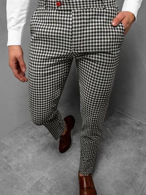 Men's Checkered Print Tapered Pants