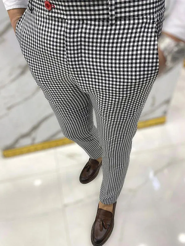 Men's Checkered Print Tapered Pants