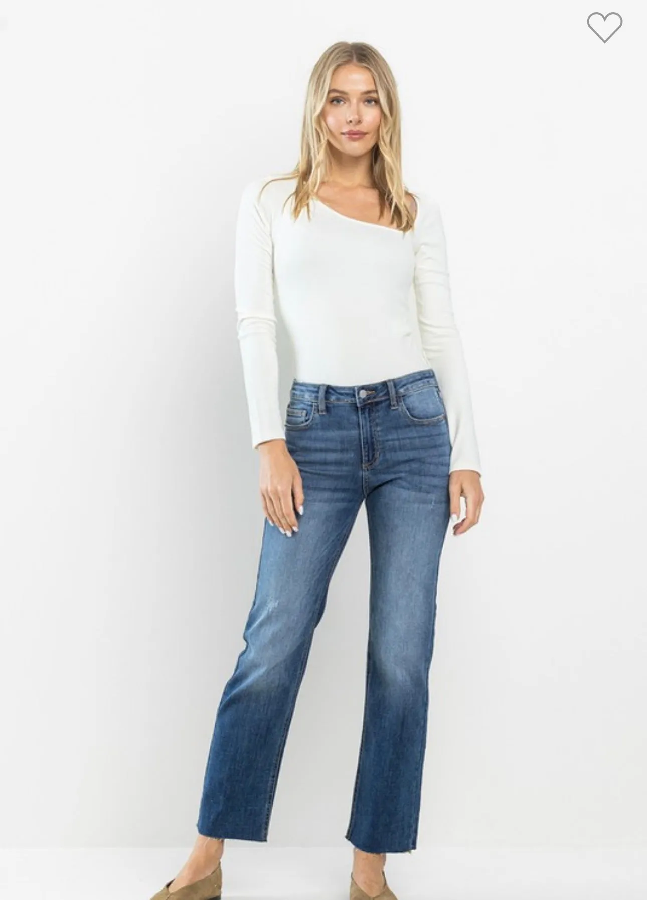 Mid Rise Straight Jeans