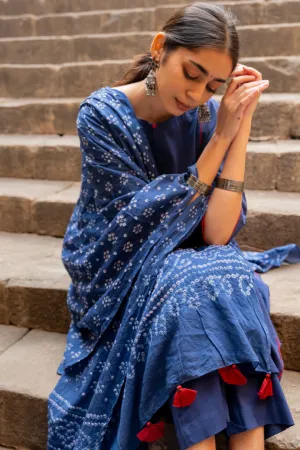 Midnight blue kurta set with dupatta