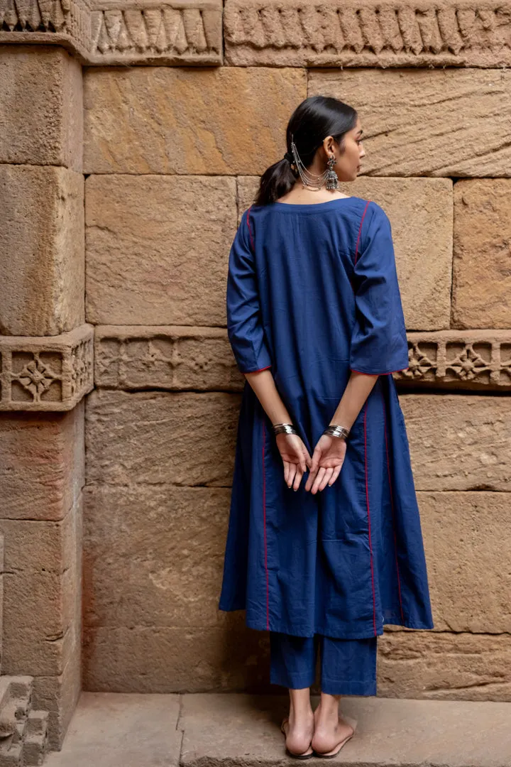 Midnight blue kurta set with dupatta