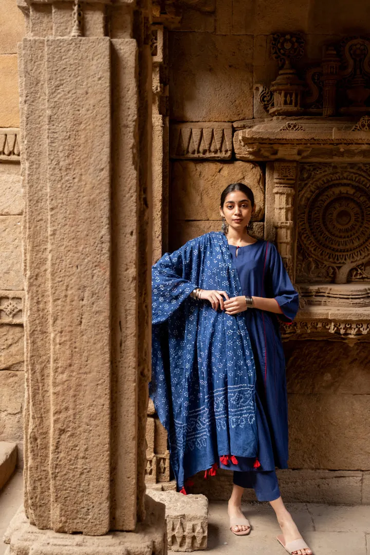 Midnight blue kurta set with dupatta