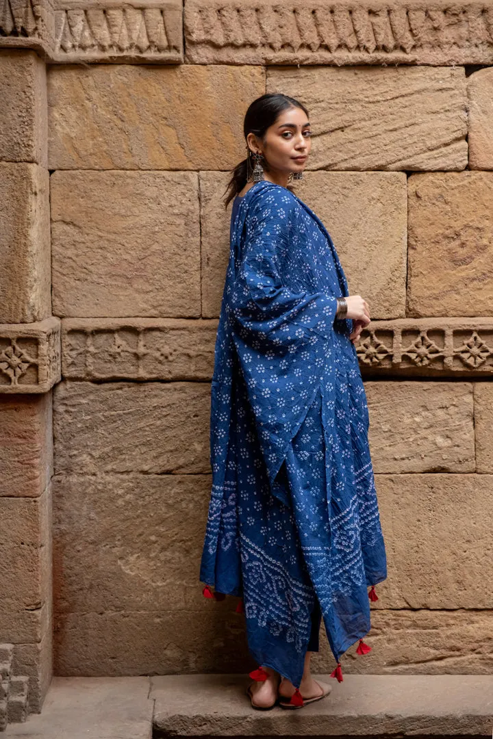 Midnight blue kurta set with dupatta