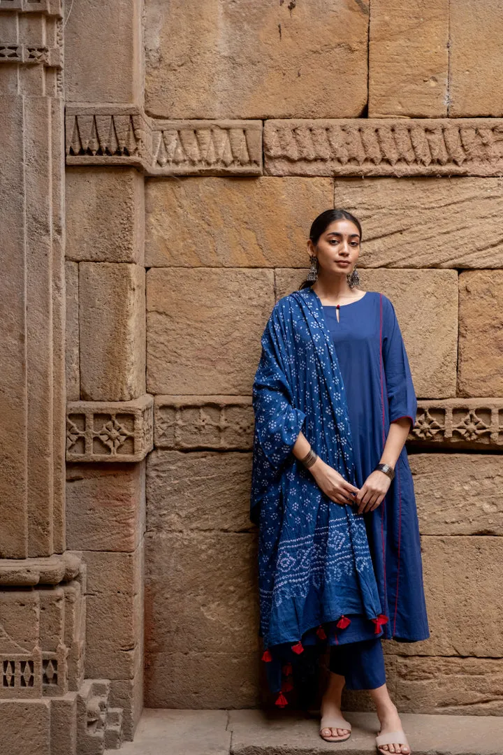 Midnight blue kurta set with dupatta
