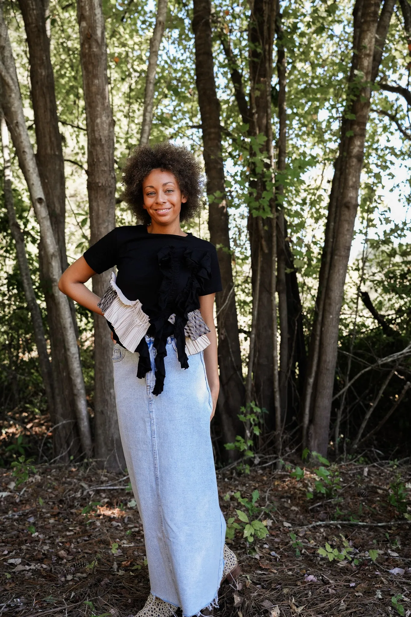 Miss Match Ruffle Tee Top