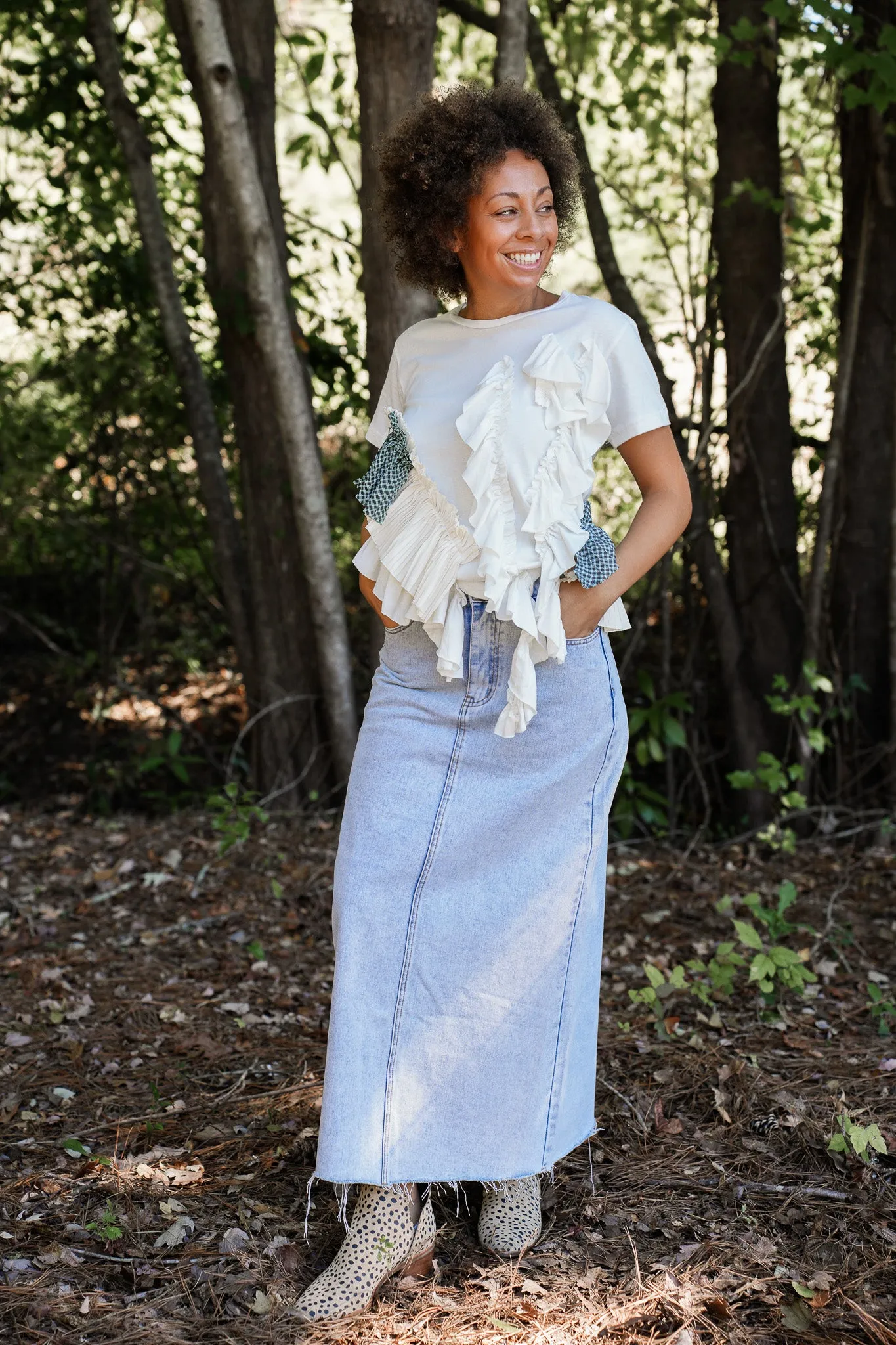 Miss Match Ruffle Tee Top