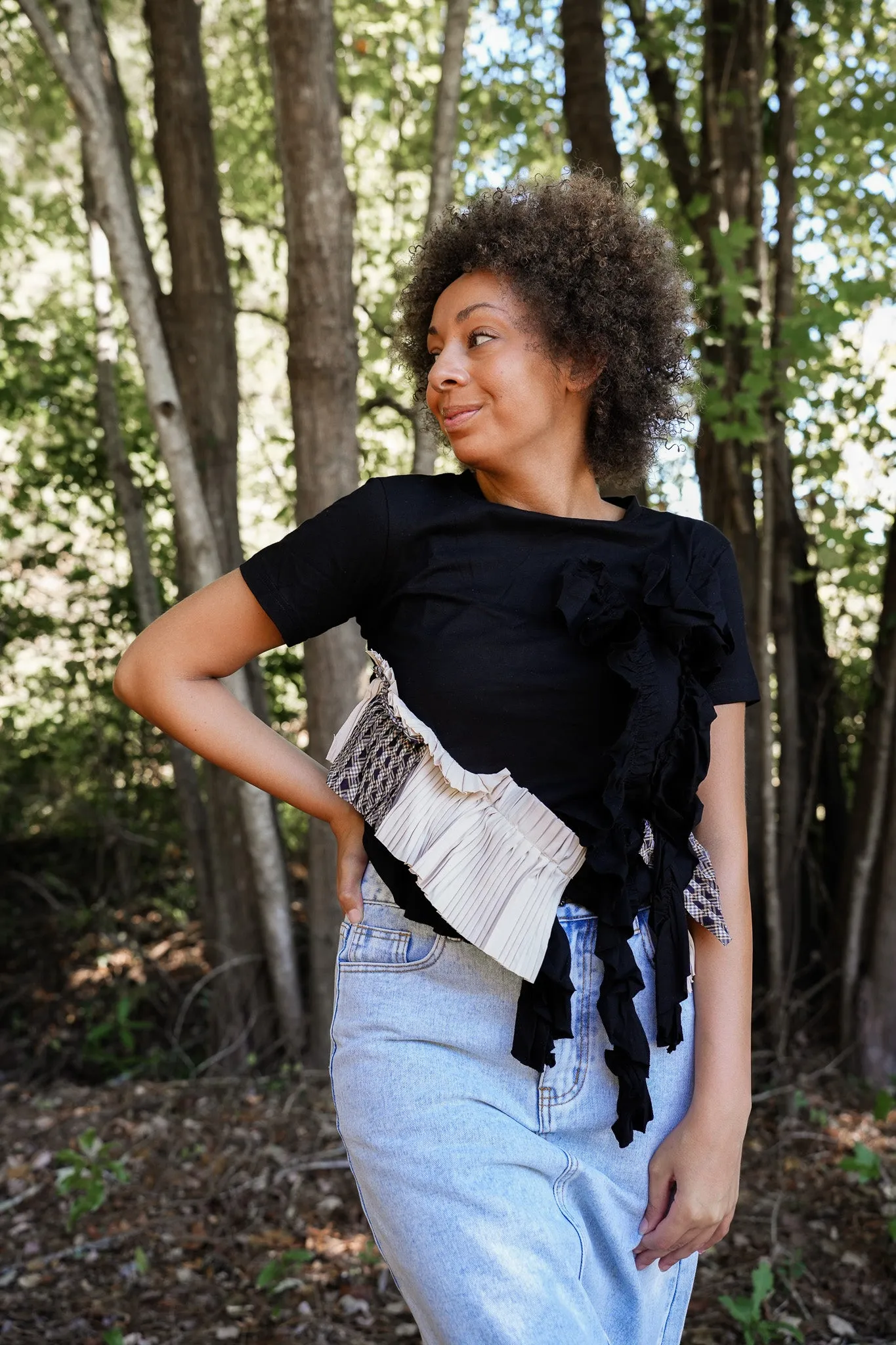 Miss Match Ruffle Tee Top