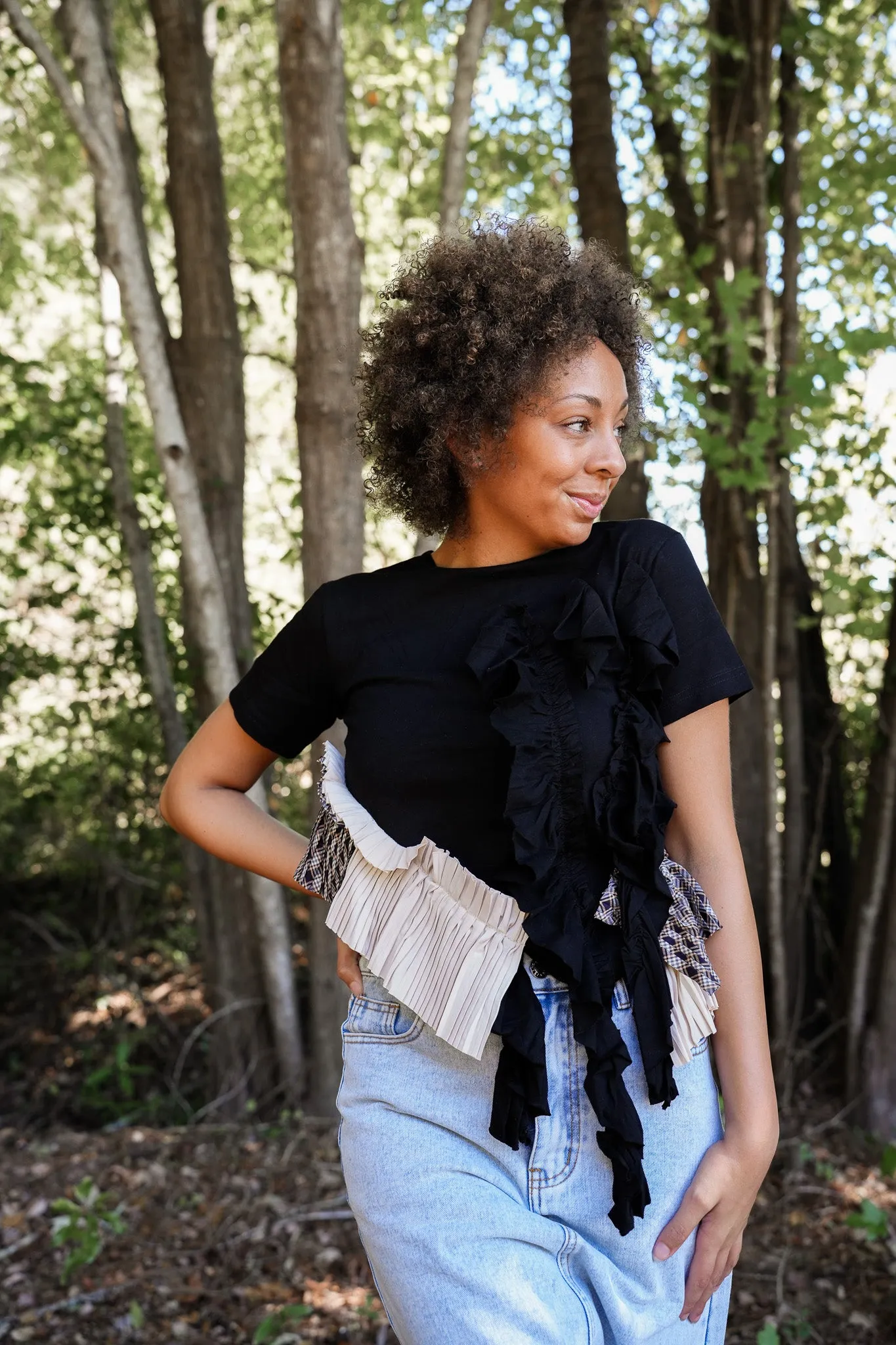 Miss Match Ruffle Tee Top